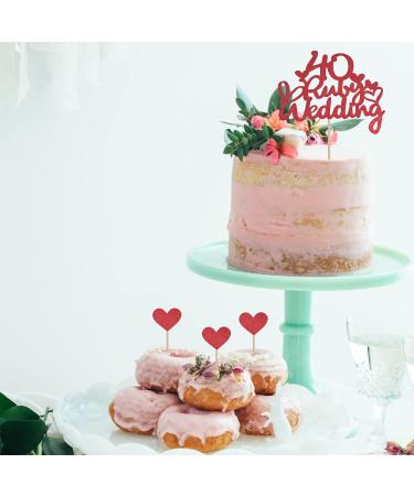 1 Pc 40th Anniversary Cake Toppers Ruby Wedding Cake Toppers with 14Pcs Heart Cake Decorations Toppers Red 40th Wedding Anniversary Cake Decorations Glitter Cake Topper for Celebration Party Supplies - Buy Online on GoSupps.com