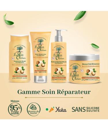 LE PETIT OLIVIER - Repairing Care Shampoo Balm - Shea & Macadamia - Nourishes & Repairs - Very Dry or Frizzy Hair - Silicone & Sulfate Free - Made in France - 250 ml - Buy Online on GoSupps.com