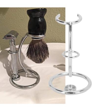 Stainless Steel Shaving Brush & Razor Stand - Men's Razor Tool Holder for Secure Storage (Silver) - Buy Online on GoSupps.com
