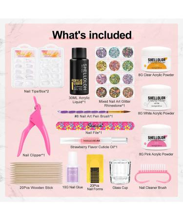 Professional Acrylic Nail Kit with Glitter Powder & False Nail Tips - Starter Set 01 - Buy Online on GoSupps.com