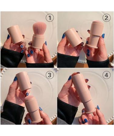 Retractable Pink Kabuki Makeup Brush - Travel-Friendly Blush & Foundation Brush for Soft Powders - Perfect for Cheeks & Bronzer - Buy Online on GoSupps.com