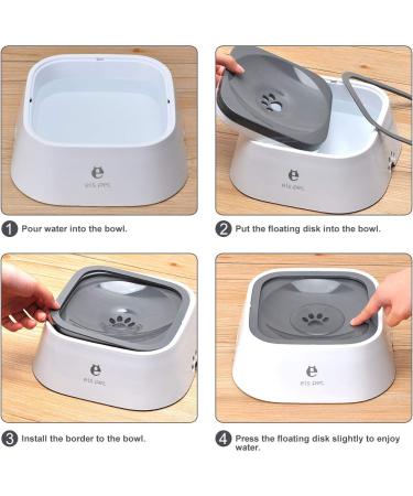 Non Spill Dog Water Bowl 1.5L Anti-Choking Splash-Free Pet Bowl - Grey - Buy Online on GoSupps.com