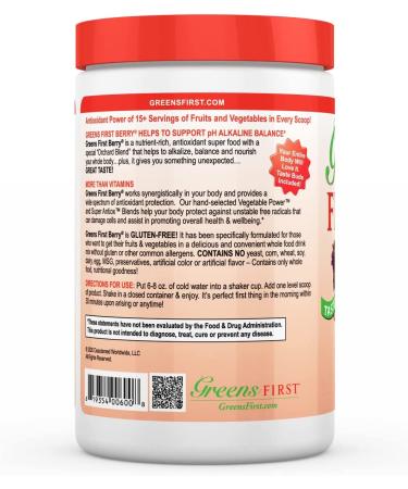 Greens First Berry - 30 Servings - 10.16 Ounce - Health Supplement - Buy Online on GoSupps.com