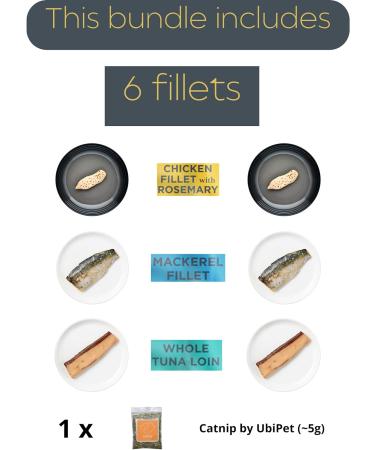 Cat Meaty Treats Bundle Including Encore Tuna Loins Chicken and Tuna Fillets pack of 6x30g Natural Product and Ubipet Catnip 5g - Buy Online on GoSupps.com