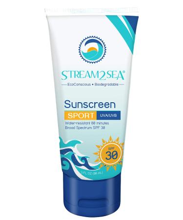SPF 30 Mineral Sunscreen Biodegradable & Reef Safe Sunscreen | 3 Fl oz Non-Greasy & Moisturizing Mineral Sunscreen For Face Protection and Body Against UVA & UVB by Stream2Sea 3 Fl Oz (Pack of 1) SPF 30