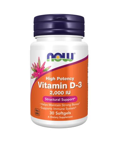 Now Foods Vitamin D-3 High Potency 2000 IU 30 Softgels