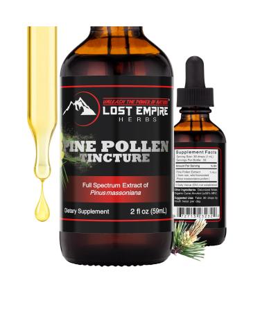 Lost Empire Herbs Pine Pollen Tincture Pine Pollen Liquid Extract for Testosterone - Alcohol Tincture is Superior for Better Absorption 3rd Party Lab Tested (2 Ounce)