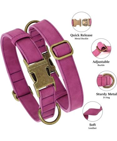 Didog Adjustable Soft Leather Dog Collar for Medium & Small Dogs - Durable & Stylish Purple Collar with Quick Lock Metal Buckle (13-21 Inch Neck) - Buy Online on GoSupps.com