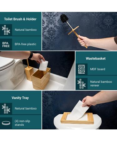 Bamboo Bathroom Trash Can Set - 3 Piece Set by A Better Way Home Products - Buy Online on GoSupps.com