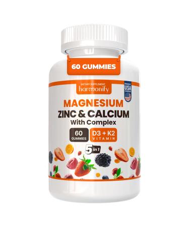 HARMONIFY Magnesium Calcium Zinc with Vitamin D3 & K2 Gummies, Multivitamin for Women and Men, Bone Strength & Muscle Function, Extra Absorption Formula, 30 Days Serving