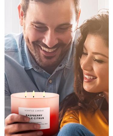 Raspberry Apple Citrus Scented Candle | Natural 3 Wick Soy Candle for Home & Office | 15.8 Oz Long Lasting Aromatherapy & Stress Relief Candle - Buy Online on GoSupps.com