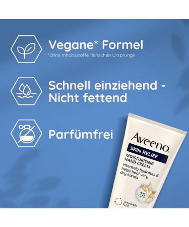 Aveeno Skin Relief Moisturizing Hand Cream (75 ml) - Perfume-Free Vegan Formula for Very Dry Hands with Soothing Oats & Shea Butter | Natural Skin Care - Buy Online on GoSupps.com