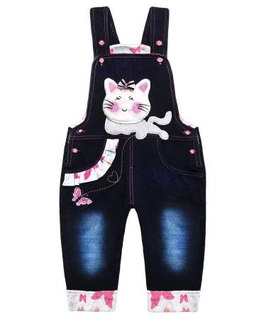 KIDSCOOL SPACE Baby Denim Overalls 3D Cute Cartoon Knitted Jean Dungarees 6-12 Months Blue-6033