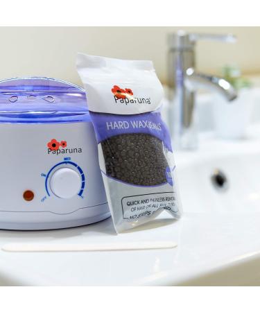 Adjustable Temperature Wax Warmer Hair Removal Kit - Includes 4 Bags Hard Wax Beads, Application Spatulas, Vented Cover, Auto Shut-Off - Buy Online on GoSupps.com