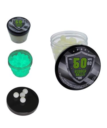 100 x Night Vision Fluorescent Silicon Rubber Balls Paintballs for Self Defense Home Training and Paintball Glowing in The Dark in 50 Cal.