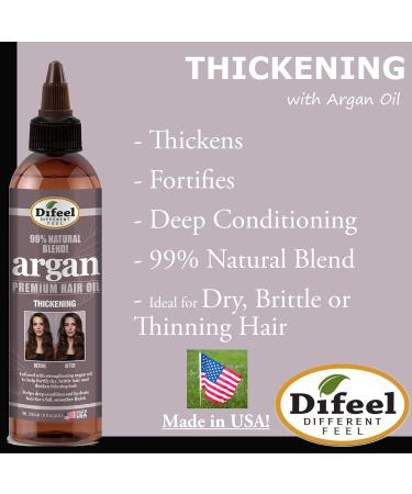 Difeel 99% Premium Natural Hair Oil Blend with Argan Oil - 8 oz | Hair Thickening Formula - Buy Online on GoSupps.com