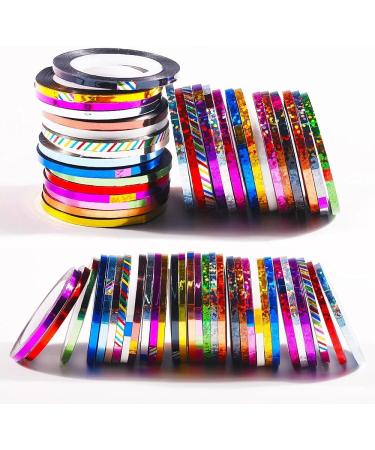 Glitter Nail Art Striping Tape Set - 5 Rolls, 3mm Width with Dispenser - DIY Self-Adhesive Foil for Nail Art Designs - Buy Online on GoSupps.com