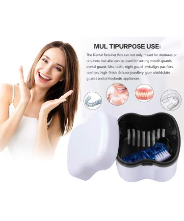 Denture Brush & Case for Travel | Denture Holder with Basket â€“ Mouth Guard & Retainer Container (Black) - Buy Online on GoSupps.com