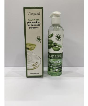 Viexpand Organic Aloe Vera Gel for Face & Body 96% Pure Aloe Gel Made within 12 Hours of Harvest Ideal for Skin Scalp & Hair Hydration Calming Moisturizer for Soothing After Sun Care Relief 7oz