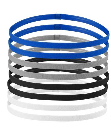 Avodova 8 STK Sporte headband children anti -slip Elastic headbands for young thin sports hair band for boys and girls with a small head circumference from 45 to 50 cm black white blue gray