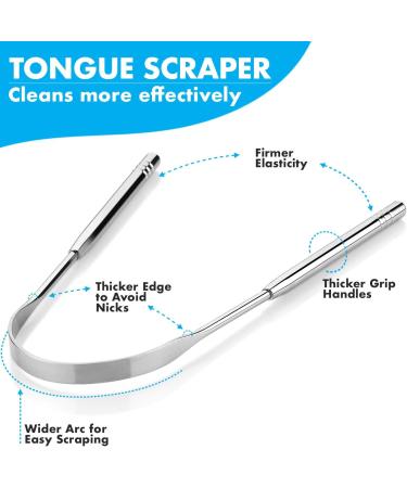 Stainless Steel Tongue Scrapers - Pack of 2 for Fresh Breath & Healthy Mouth - Dental Hygiene Kit - Buy Online on GoSupps.com