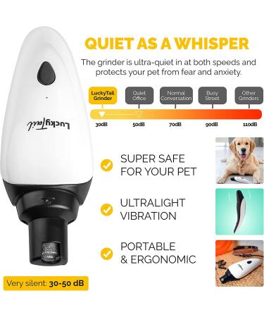 LuckyTail Dog Nail Grinder Trimmer: Professional 2-Speed Electric Pet Grooming Tool Kit | Quiet & Painless Paw Clipping | Rechargeable - Buy Online on GoSupps.com