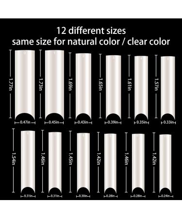 480PCS Extra Long C Curve Nail Tips & Glue - 2 Packs Natural & Clear Acrylic Nails Professional Set - 12 Sizes XXL Long Square False Nail Tips - Buy Online on GoSupps.com