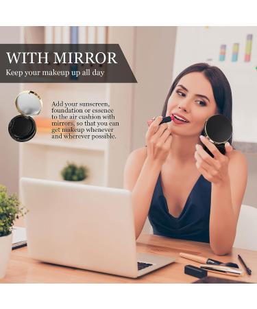 Portable Cushion Foundation Box with Refillable Powder Puff - 2 Piece Set for Women Travel - Black - 0.5 oz - Buy Online on GoSupps.com