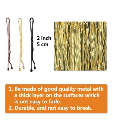 150 Metal Wave Shape Hairpins - 5cm Bobby Pins for Women & Salons Brown Gold Black - Complete Storage Box - Buy Online on GoSupps.com