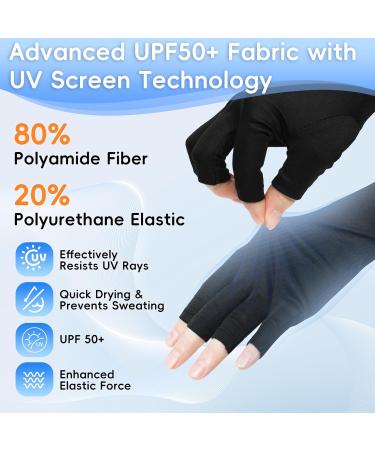 2 Pairs UV Protection Gloves Professional Gel Manicure Gloves Soft Comfortable Gloves Sun Cream Fingerless Gloves for Excursions (Black) - Buy Online on GoSupps.com