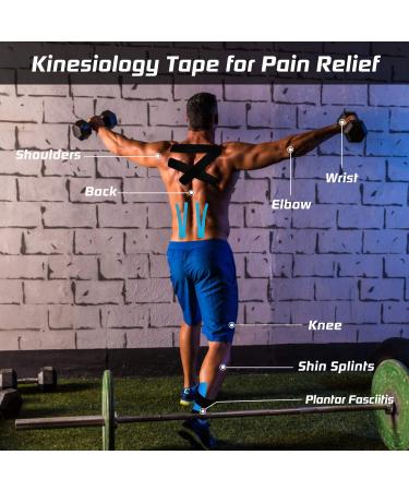 Pro Kinesiology Tape Precut Bulk - 115Ft Athletic Tape for Muscle Pain Relief - 140 Strips - Black - Buy Online on GoSupps.com