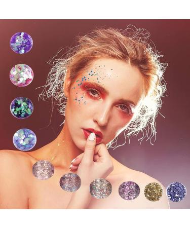 10 Colors Holographic Makeup Glitter Set - Chunky Face & Body Gel for Raves & Festivals - Buy Online on GoSupps.com