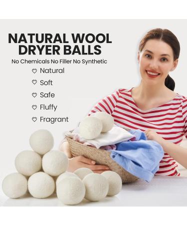 Kenning 26 Pieces Wool Dryer Balls Set - 24 Reusable Dryer Balls with 2 Muslin Bags | Eco-Friendly Fabric Softener for Laundry | Anti-Wrinkle Anti-Static Energy Saving (White - Buy Online on GoSupps.com
