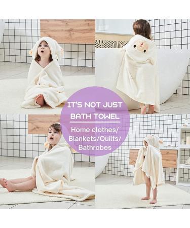 Hilmocho Baby Hooded Bath Towel | Soft Coral Velvet Swaddle Blanket for Infants | Absorbent Shower and Swimming Towel | White Sheep Design - Buy Online on GoSupps.com