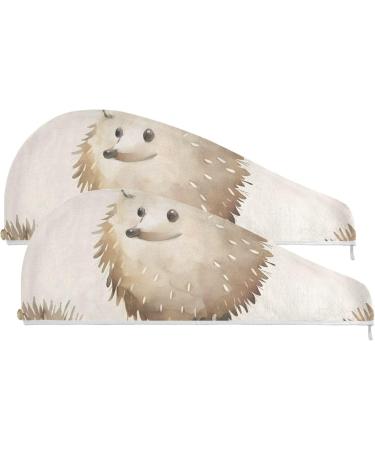Buy Cute Hedgehog Hair Towel 2 Pack - Super Absorbent Quick Dry Hair Turbans for Women & Girls - Buy Online on GoSupps.com