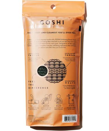 GOSHI Exfoliating Bath Towel - Tear-Resistant Washcloth for All Skin Types - Moss Green - Made in Japan | Best International Shipping - Buy Online on GoSupps.com