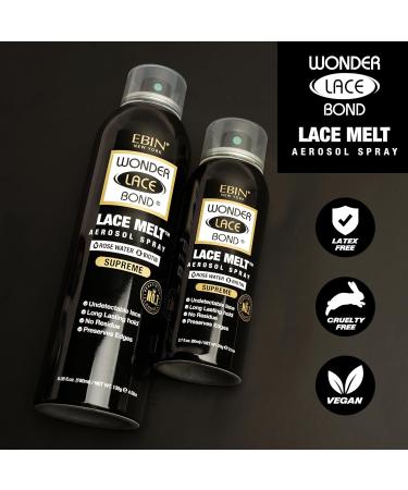 EBIN NEW YORK Wonder Lace Melt Aerosol Spray - Rose Water + Biotin Infused (180ml./ 6.08oz) - Preserves Edges & Undetectable Lace | Long lasting hold | No Residue 6.08 Fl Oz (Pack of 1) Rose Water + Biotin - Buy Online on GoSupps.com