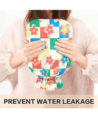 NAANLE 2L Hot Water Bottle with Checkered Floral Cover - Pain Relief & Heat Therapy for Back Neck Hands & Feet - Buy Online on GoSupps.com