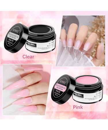 Clear Pink Solid Builder Gel for Nail Extension - Dual Form Flower Nail Art - 14g - Non-Stick & Hard Gel - DIY Nail Salon at Home - Buy Online on GoSupps.com