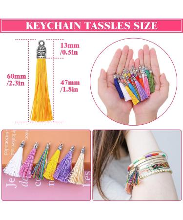 Caffox 120PCS Keychain Tassel Charms Bulk - Silky Handmade Tassels for Jewelry Making, Earrings, Bracelets, Necklaces, DIY Crafts - Buy Online on GoSupps.com