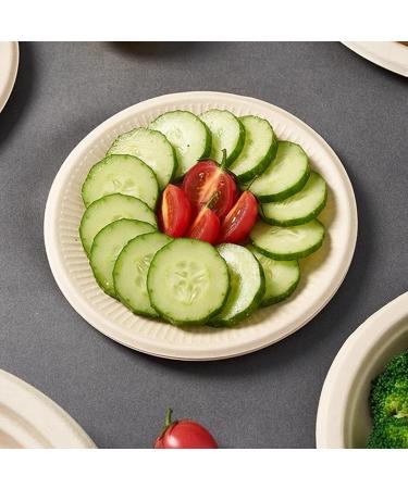 kurriuwu Disposable Plate Set Environmentally Friendly Plates 50pcs 7-inch Degradable Food Grade Wedding Birthday Paper Dinner Cake Dessert Ice Cream Meal Dish Khaki - Buy Online on GoSupps.com