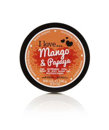 I LOVE Beurre Corporel Mangue & Papaye 87% d Ingr dients d Origine Naturelle avec Beurre de Karit & Huile de Coco Soin Hydratant & Nourrissant pour une Peau Douce & Hydrat e Vegan 200ml