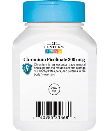 21st Century Chromium Picolinate 200 mcg - 100 Tablets | Supports Healthy Metabolism - Buy Online on GoSupps.com