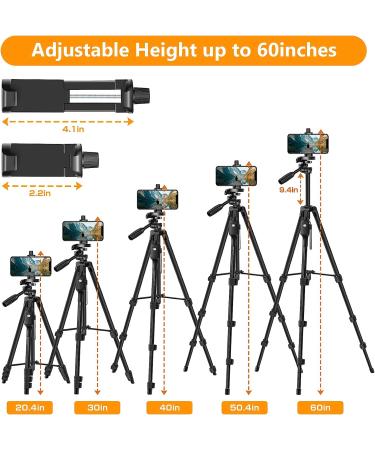 Professional 60 Camera Tripod with Phone Mount & Remote | Aluminum Portable Stand with Travel Bag | Compatible with Phone, Camera, Projector, DSLR | 5-Section Tripod - Buy Online on GoSupps.com