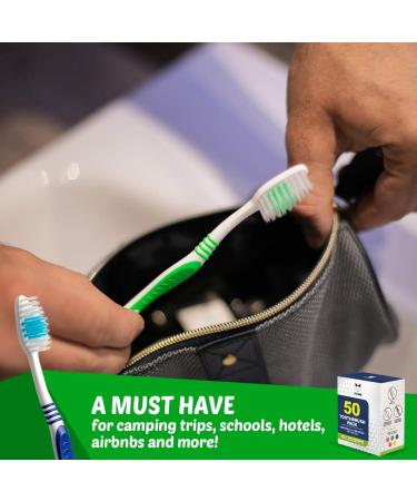 50 Pack Bulk Individually Wrapped Toothbrushes for Adults and Kids | Medium-Soft Large Brush Head | Disposable Travel Oral Set in Multiple Colors - Buy Online on GoSupps.com