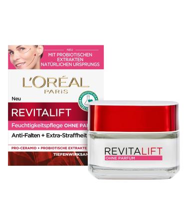 L'Or al Paris LOr al Paris moisturizing cream without perfume for women reduces wrinkles and makes the skin appear more youthful with proretinol & probiotic extracts Revitalift 1 x 50 ml