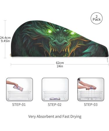 Buy Green Angry Dragon Hair Towel 2 Pack | Super Absorbent Quick Dry Hair Turbans for Women & Girls - International Shipping Available - Buy Online on GoSupps.com