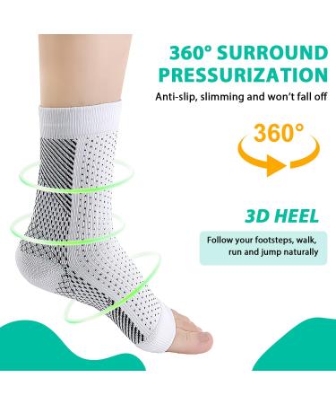 Shop Functional Socks for Neuropathy Toeless Compression & Ankle Support (White Large/X-Large) | Soothe Foot Pain - Buy Online on GoSupps.com