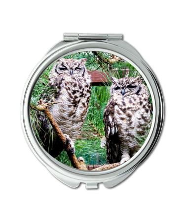 YENDOSTEEN Mirror Compact Mirror owl city Fleckenuhu Bubo africanus Spotted Eagle Owl pocket mirror portable mirror