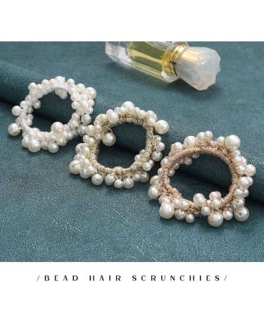 Brinie Pearl Hair Ties - White Elastic Scrunchies for Women and Girls (Pack of 3) - Buy Online on GoSupps.com